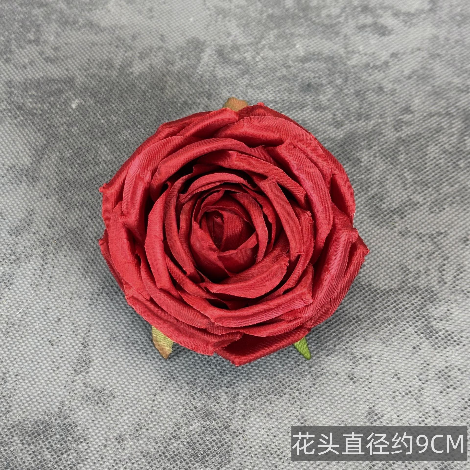 Franela artificial flor Rosa cabeza ramillete rojo boda flor pared tiro apoyos flor artificial arco flor artificial al por mayor