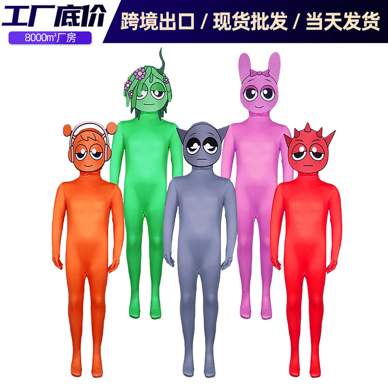 Cross-Border Rhythm Box Game Orange Jumpsuit Sprunki Incredibox Halloween Performance Costume