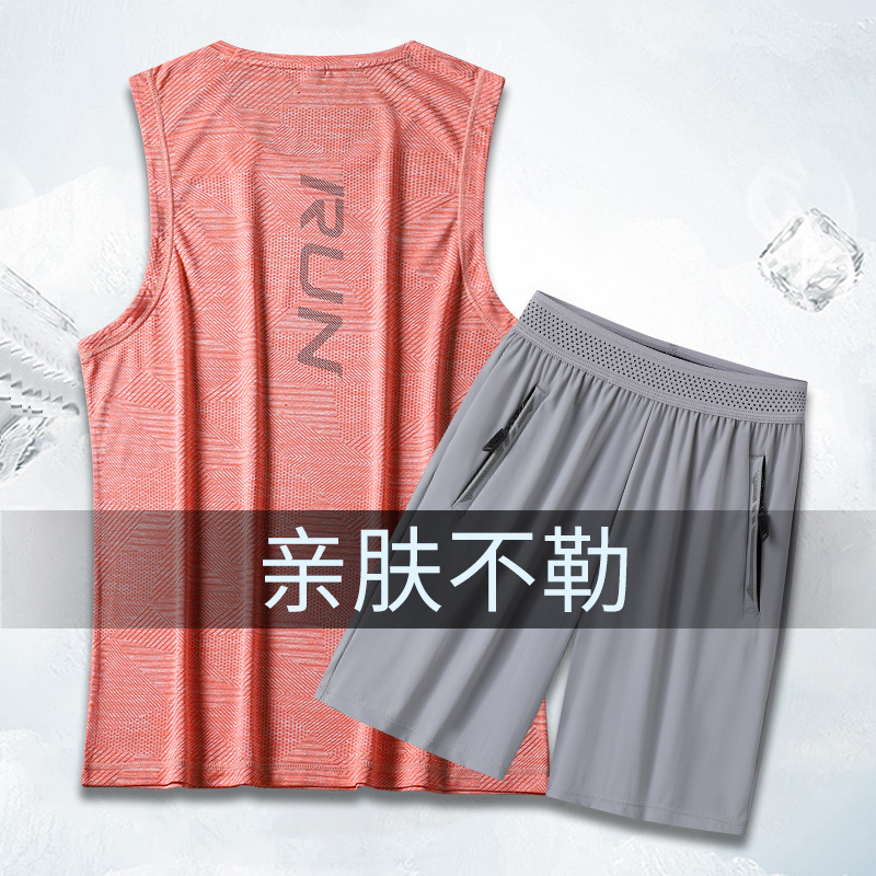 Verano running sports suit hombre entrenamiento de maratón atletismo ligero cool suit chaleco suelto hombre image 9