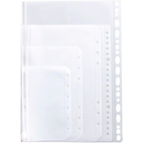 Perforated transparent file bag loose-leaf insert bag storage bag loose-leaf zipper bag student information bag waterproof protection