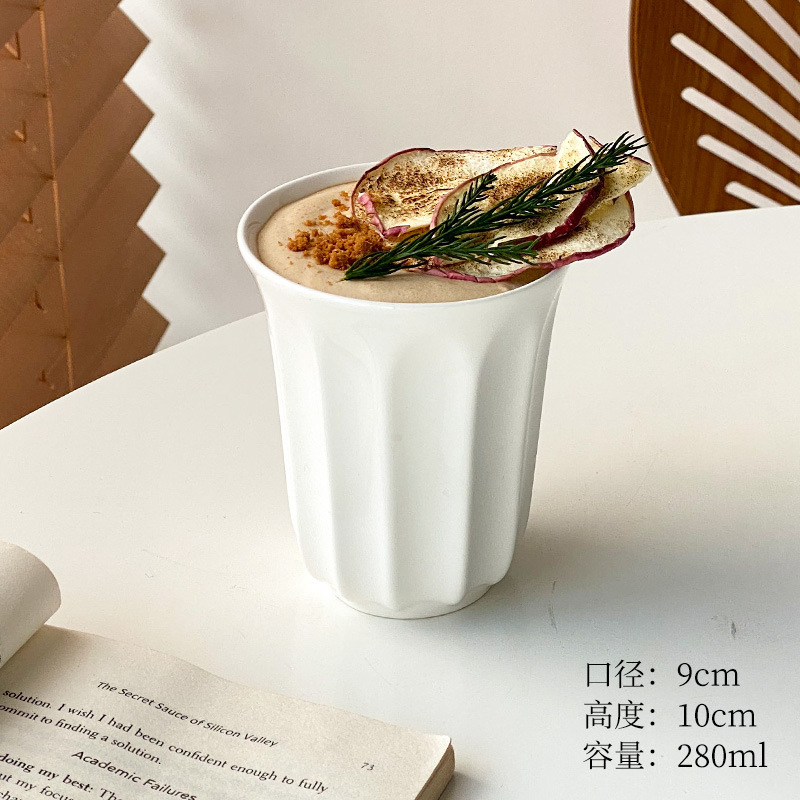 日式纯白陶瓷咖啡杯ins网红随手杯手握杯拉花拿铁杯早餐杯牛奶杯|undefined