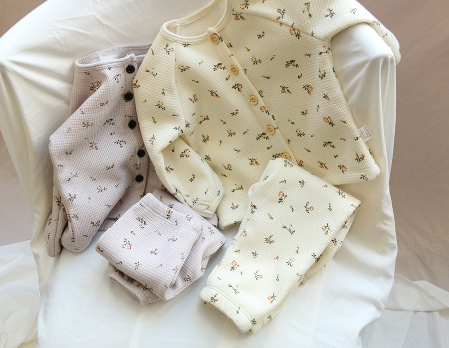 312g Weight Long Sleeve Sleeve Length Full Length Pants Length Fashion Flower Printing Cotton Underwear & Sleepwear