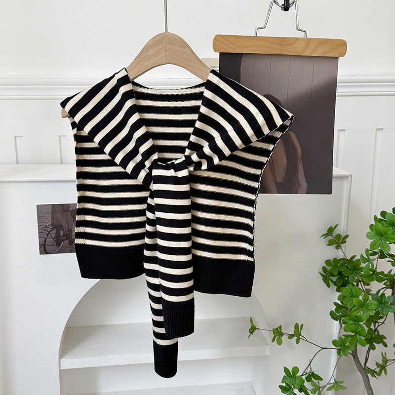 Chal a rayas tejido de alta calidad verano protector solar costura moda cuello falso bufanda chaleco pequeño hombro exterior