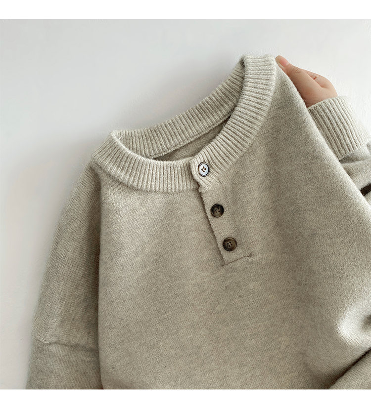 Cleanfit Henley Knit Sweater – Heavyweight Relaxed Pullover With Ribbed Hem_voghion.com