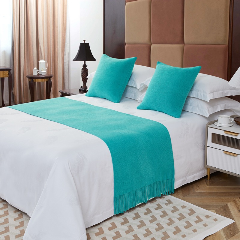 Bandera de cama toallas de cola de cama residencial hotel de lujo cubierta de cama doméstica nueva habitación modelo chino toallas de cama de color sólido