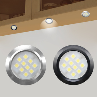 LED embedded cabinet small round lamp aluminum natural color/black 220V aluminum cabinet wardrobe display cabinet wine cabinet lamp