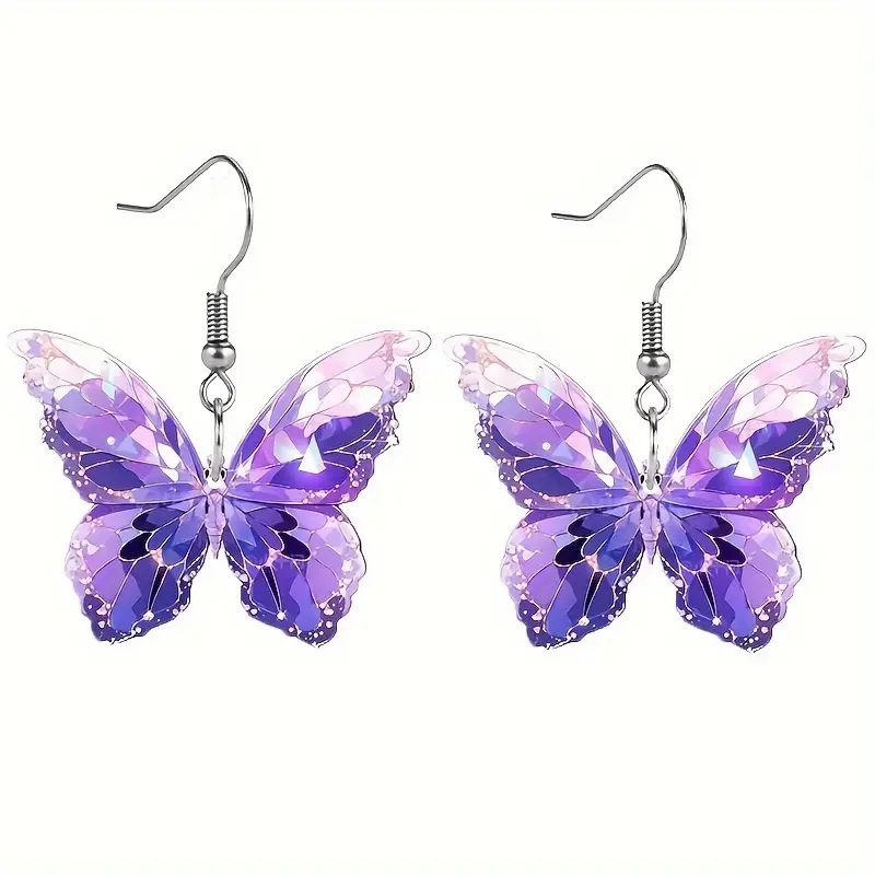 Cross-Border Acrylic Earrings Cartoon Butterfly Space Pendant Personalized Design Earrings Jewelry New Bowknot