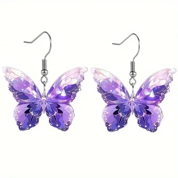 Cross-Border Acrylic Earrings Cartoon Butterfly Space Pendant Personalized Design Earrings Jewelry New Bowknot