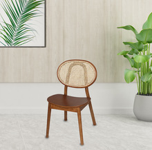 实木椅子靠背诧寂风藤编设计师餐椅奶茶店咖啡店餐厅ins高ins风