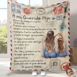 Cross-border Flannel Blanket Letter to My Daughter Expressing My Love Spanish Version Sofa Blanket Thanksgiving