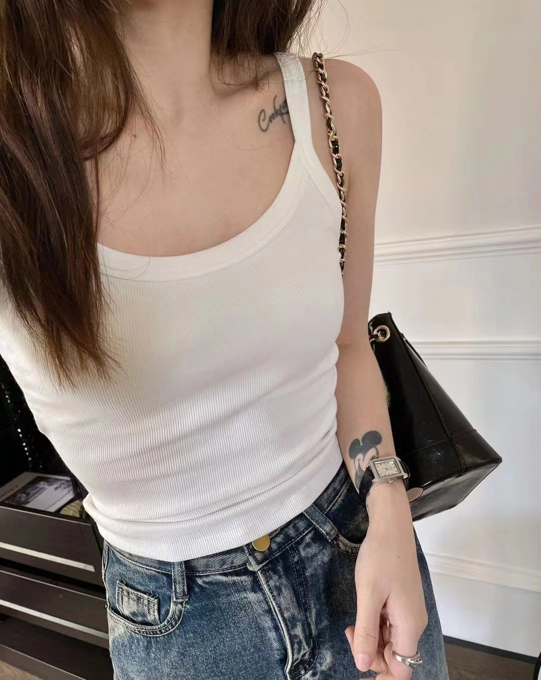 Ropa interior de camisola de verano con almohadilla en el pecho algodón roscado de las mujeres cómodo transpirable todo partido SLIM-Fit adelgazar ropa superior de fondo