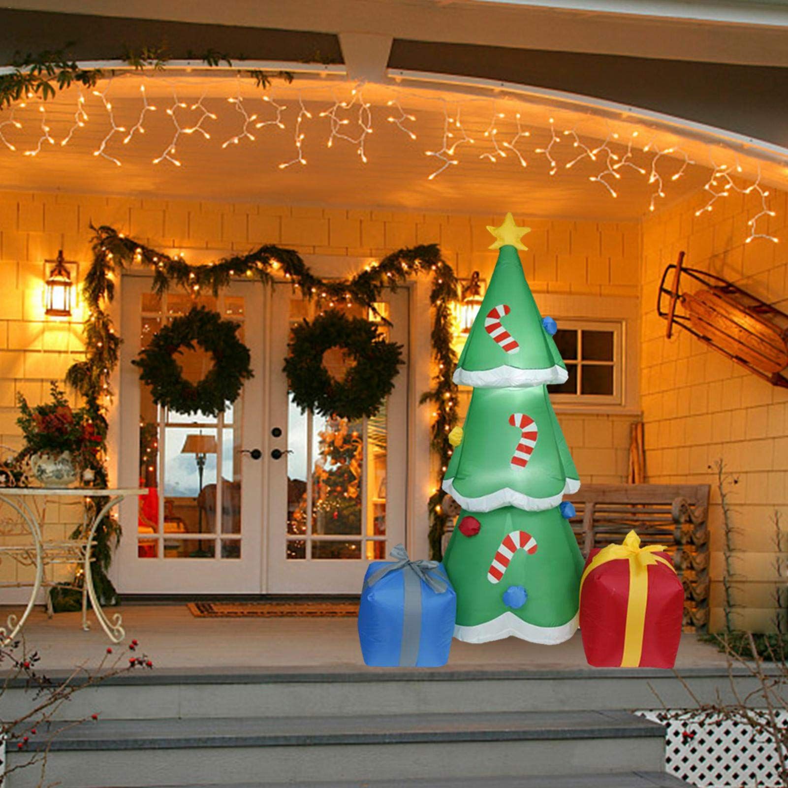 1,8 m árbol de Navidad inflable bolsa de regalo inflable muleta brillante árbol de Navidad decoraciones de Navidad suministros de Navidad