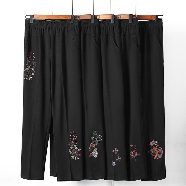 Live-Streamed Product: Modal Thermal Pants for Women, Fashionable Embroidered Plus-Size High-Waisted Elastic Pants for Middle-Aged and Elderly Women