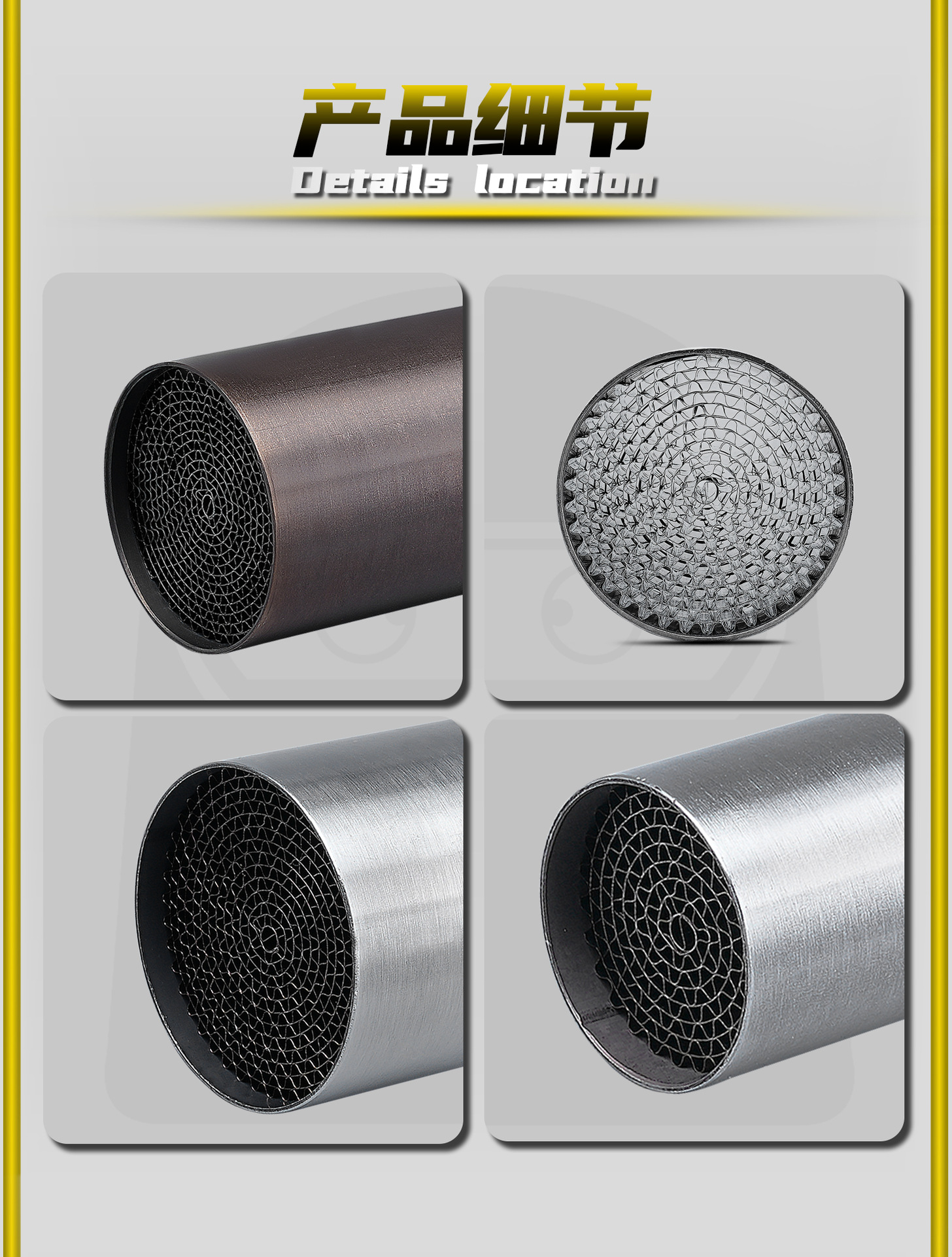 Motorcycle Modified Exhaust Pipe Honeycomb Silencer Noise Reduction Catalyst Mid-Section Back-Pressure Core 35/42/48/53mm Universal