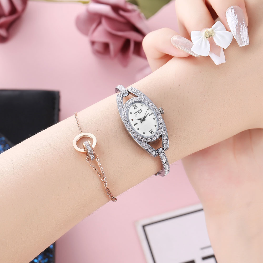 Transfronteriza transmisión en vivo reloj de estudiante femenino reloj de diamante oval ins estilo universitario temperamento pequeño dial pulsera reloj