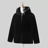 Winter velvet hoody, artificial fur, plus size