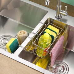 Stainless steel sponge and dish drying rack, lazy dishwasher sponge and cloth holder, kitchen sink drainer basket, wall-mounted no-drilling storage rack