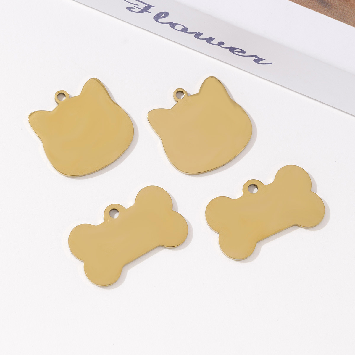 跨境欧美不锈钢溜光狗牌骨头牌空白金属挂牌宠物名牌猫牌刻字吊牌