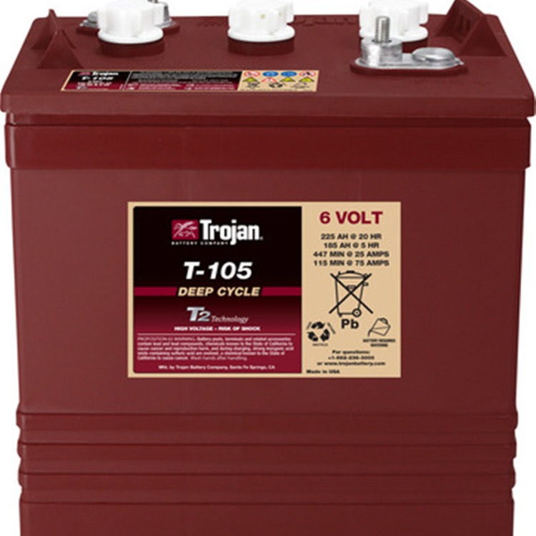 Trojan邱健蓄电池T-105美国邱健电池 6V225AH观光车 升降机电瓶