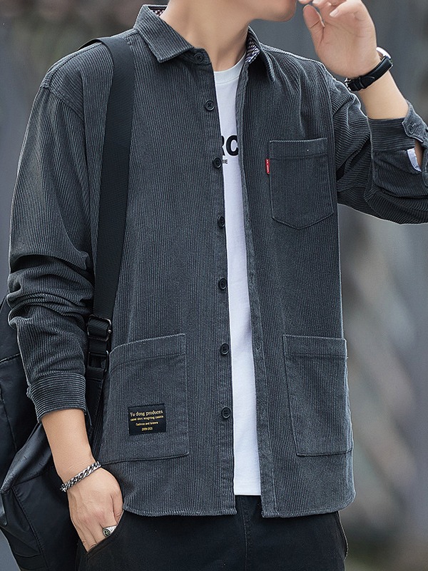 Corduroy shirt, trend casual men's demi-season jacket