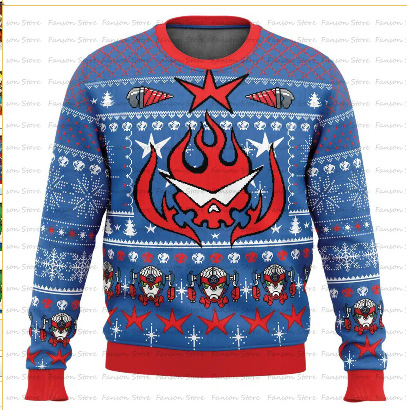 2024 venta caliente 3D impresión digital spot hombres casual todo-fósforo hombro de manga larga suéter suelto cuello redondo