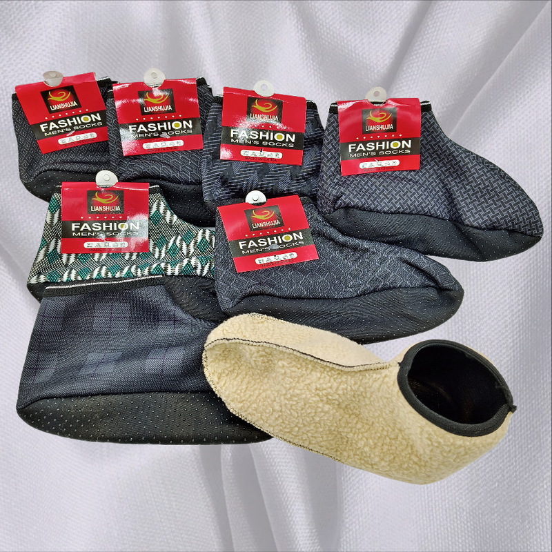 Low-Cut Socks, Short Socks, Cotton Socks, Muslim Thickened Plaid Men's Floor Warm Fleece-Lined Socks, Cross-Border Supply and Delivery