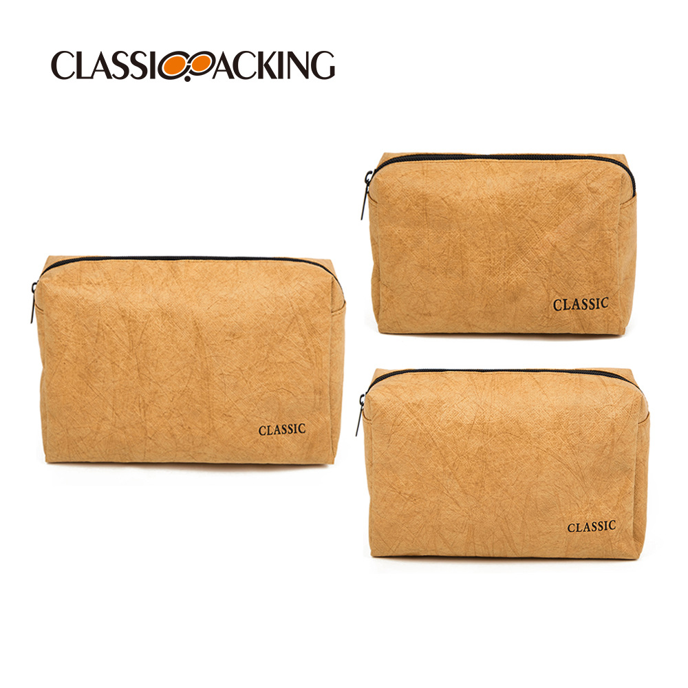 Bolsa de almacenamiento de papel DuPont de tres piezas al por mayor de fábrica Bolsa de cosméticos impermeable resistente al desgaste multifuncional simple con logotipo impreso