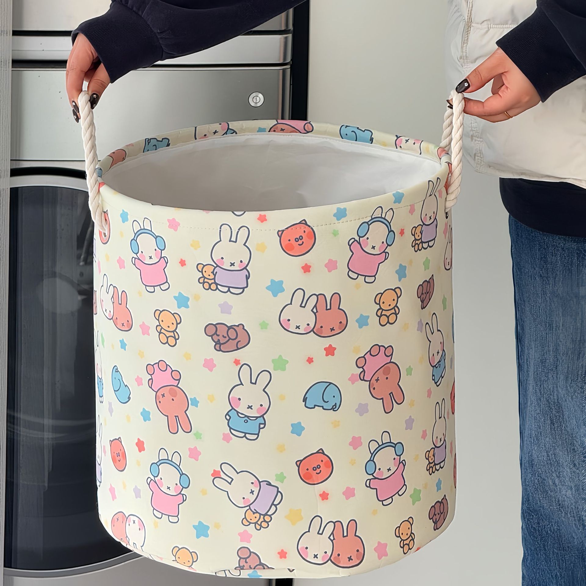 Cesta de ropa sucia de conejo lindo dormitorio ropa de niña almacena cesta de ropa sucia cesta de ropa doméstica gran capacidad baño plegable