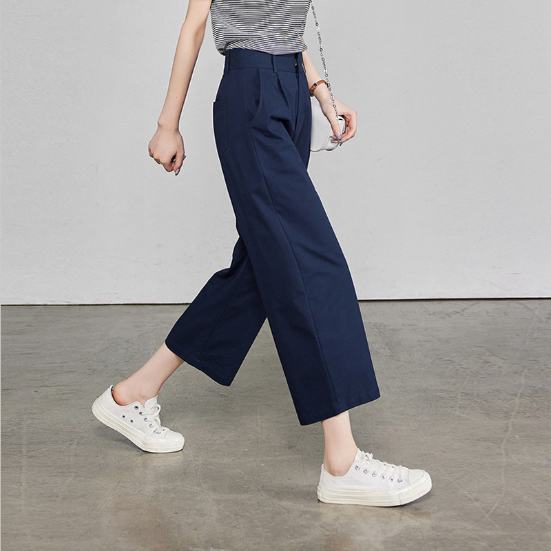 2025 Summer New Sickle Pants Casual Loose Slimming Wide-leg Pants Women's High Waist White Cropped Pants Women's Thin