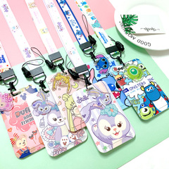 Japanese and Korean cute internet celebrity push-pull card holder cartoon student bus ID bank card protective cover with halter rope for men and women