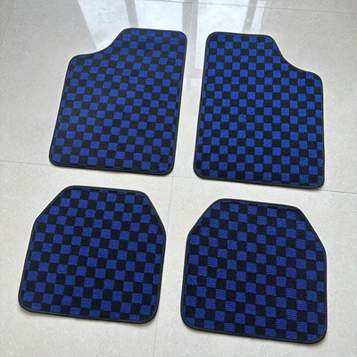 velvet mats, easy-to-clean waterproof mats — Car Carpet - black-and-purple-plaid-universal-four-piece-set