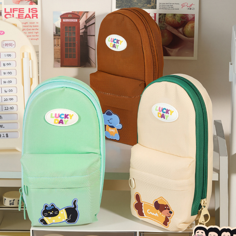 Cartoon adorable bolsas de lápiz de gran capacidad Oxford bolsas de lona estudiantes caja de papelería estudiantes bolsas de lápiz de dibujos animados verticales en stock