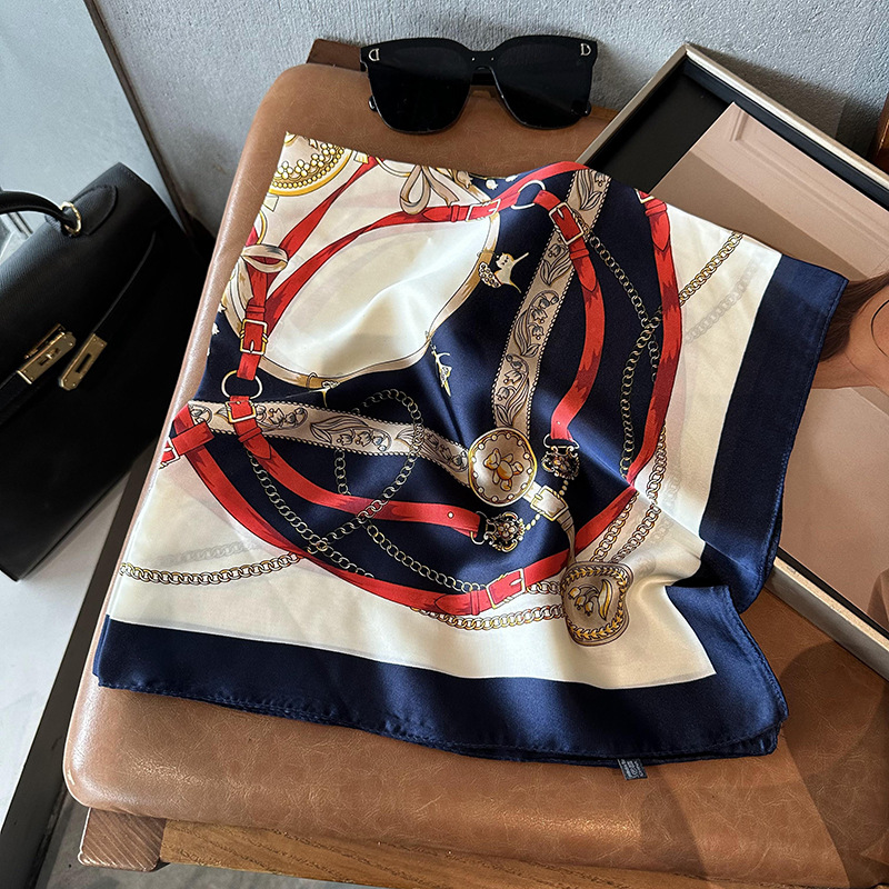 Bufandas de seda para mujeres 2025 primavera y otoño moda versátil temperamento minimalista 65cm bufandas de seda simuladas bufandas delgadas bufandas