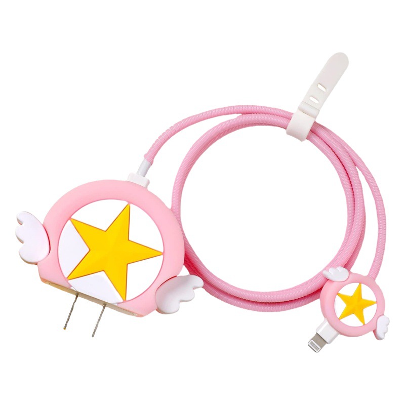 Nuevo cable de datos de dibujos animados cubierta protectora adecuado para Apple carga rápida cabeza 18/20W carga cabeza cubierta protectora Winder