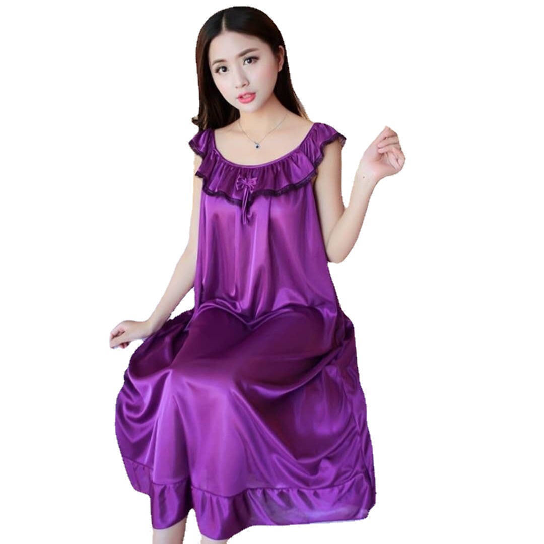 2023 camisón de seda de hielo de verano delgado de seda de las mujeres de mediana edad sexy suave cómodo pijamas homewear de las mujeres al por mayor