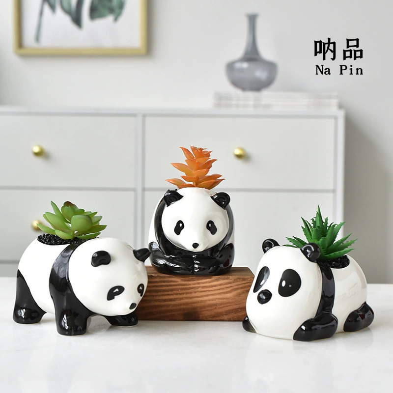 Na Pin Внешняя торговля Экспорт Трансграничная электронная коммерция для новых животных Цветочный горшок Панда Мятный цветочный горшок Ручная роспись