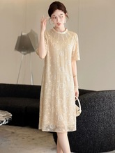 2025新款真丝连衣裙夏杭州丝绸中长款过膝气质显高端桑蚕丝裙子