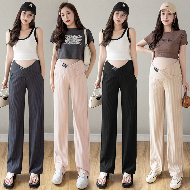 Actual Shot of Ready-Made 2025 New Maternity Pants Wide-Leg Pants Spring Outer Wear Casual Straight Casual Pants Maternity Spring Wear
