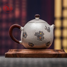 鑫龙运 银壶999纯银泡茶壶龙蛋壶手工高端过滤茶具足银小茶壶