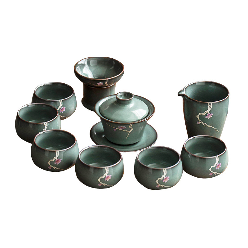 Oficial Horno celadón neumático de hierro taza de té de cerámica pieza abierta nutritiva taza de té juego de té de Kung Fu en casa