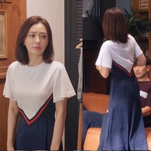 清货 卓雅舞者23夏季新款 明星同款气质设计拼接T恤式连衣裙50891