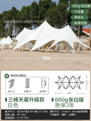 Avtomobil yan çətirləri: Single Peak Twin Peaks Three - sanfeng-skydome-upgraded-tensile-membrane-2086-43m-8-50-people
