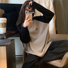 睡衣女士2024秋冬季圆领长袖薄款新款两件家居服套装批发跨境外贸