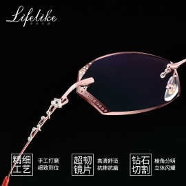 凡客生活/LIFE LIKE钻石切边眼镜女 超轻钛合金无框近视眼镜L948