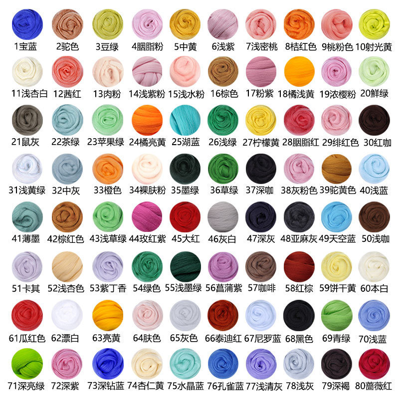 66s/70s mernu colored wool strip wool felt poke tool material package handmade DIY wet needle felt
