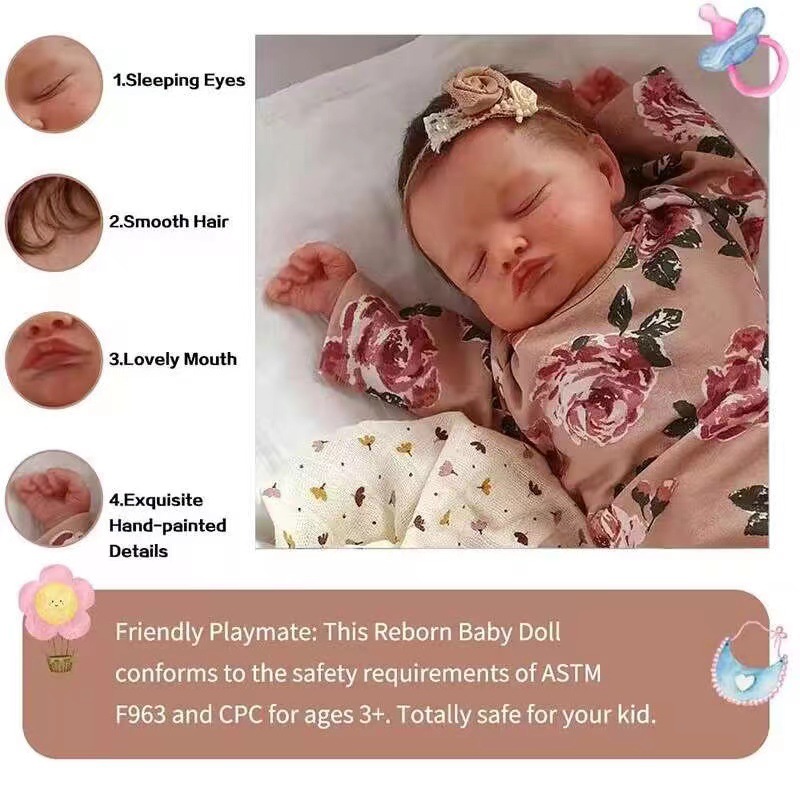 49cm simulación bebé renacido muñeca Rosalie transfronteriza e-commerce suministro entrega de una sola pieza