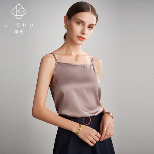 Silk camisole women's 2024 spring and summer mulberry silk niche satin inner wear solid color slim sexy top