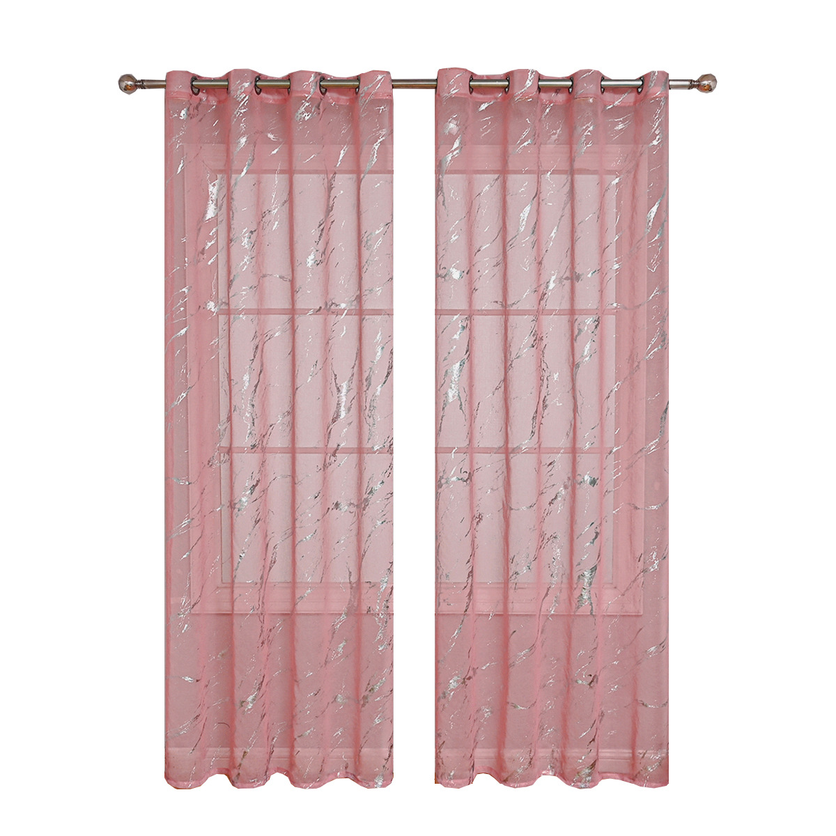 Cortina de gasa semitransparente perforada con pantalla de ventana de mármol plateado multi-doli, éxito de ventas transfronterizo de TEMU con entrega inmediata.