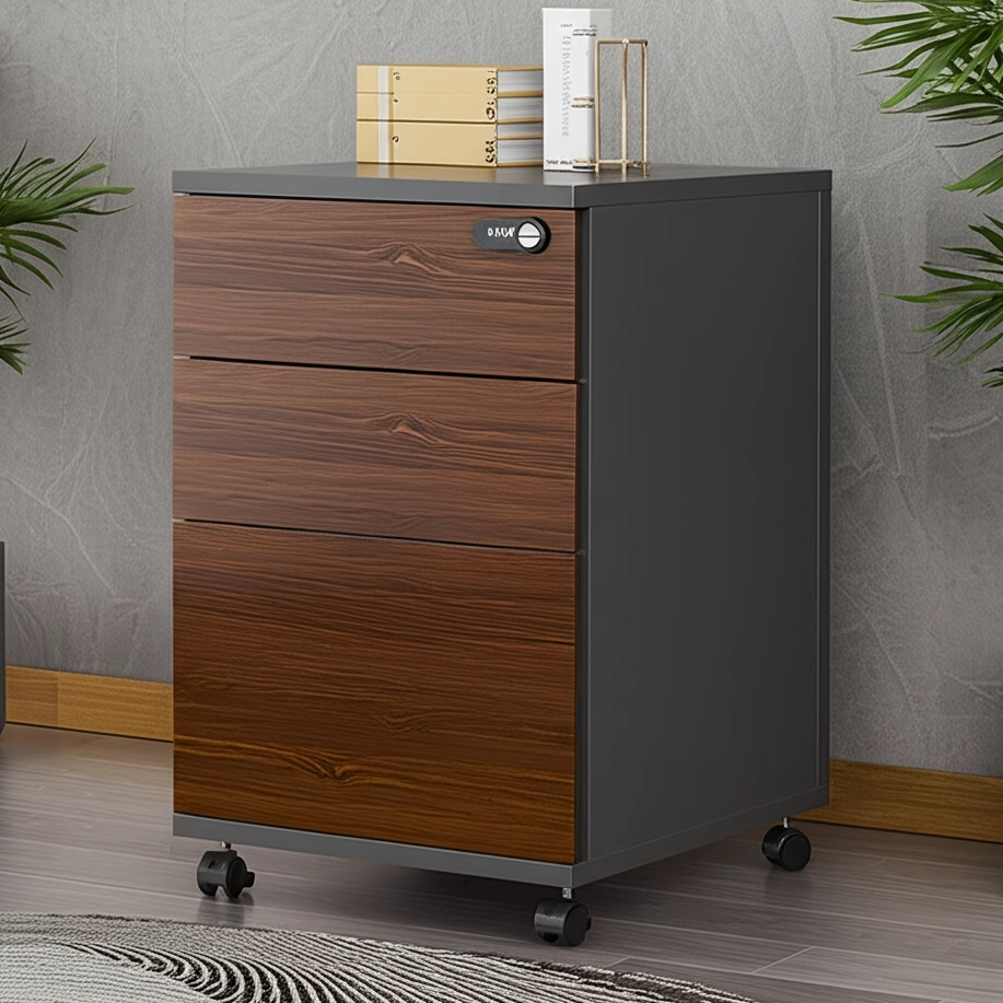 Gabinete de archivos de oficina con cerradura de madera pequeño gabinete de almacenamiento móvil gabinete de cajones con ruedas bajo la mesa gabinete bajo