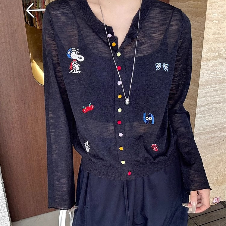 Korean Style Round Neck Embroidered Bamboo Linen Long-Sleeved Knitted Cardigan for Women 2025 Summer Loose Sun Protection Top Trendy Korean Style Round Neck Embroidered Bamboo Linen Long-Sleeved Knitted Cardigan for Women 2025 Summer Loose Sun Protection Top Trendy
